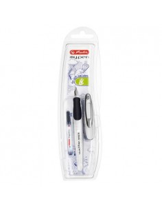 Nalivno pero Herlitz MY.PEN za levičarje, White/Black, na blistru