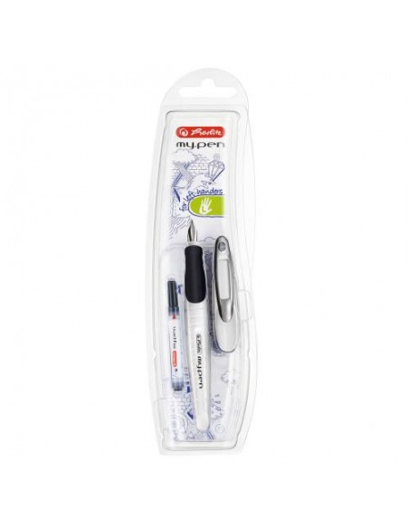 Nalivno pero Herlitz MY.PEN za levičarje, White/Black, na blistru
