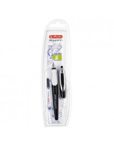 Nalivno pero Herlitz MY.PEN za levičarje, Black/White, na blistru