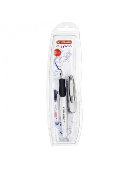 Nalivno pero Herlitz MY.PEN, belo/črn, na blistru