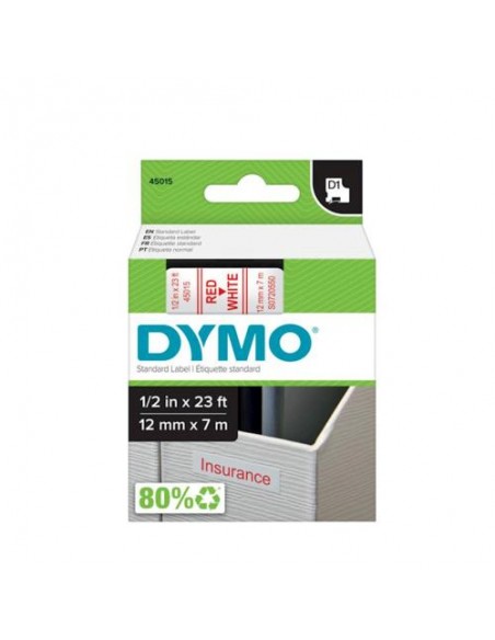 Dymo D1 trak SO720550 12mm, rdeča na beli