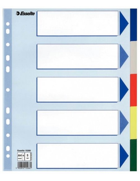 Pregradni karton Esselte PP, barvni, 5 delni