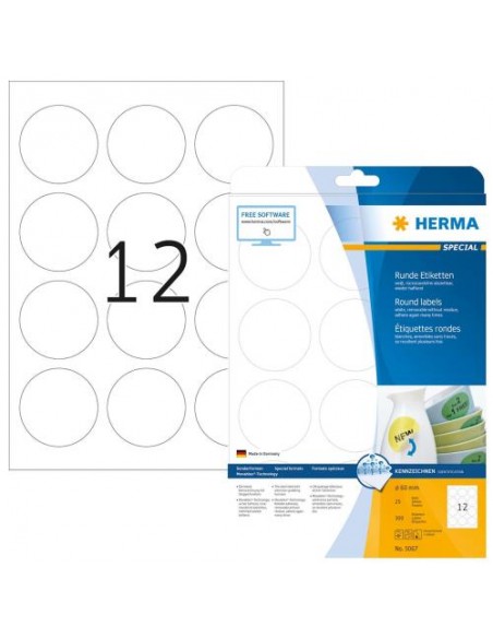Etikete Herma Superprint Removables, fi 60 mm