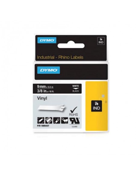 Dymo RHINO IND trak 9mm, bela na črni