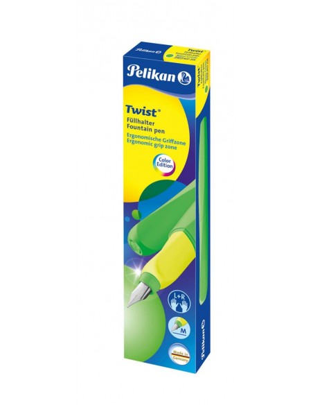Nalivno pero Pelikan Twist, Neon zelen, v škatli