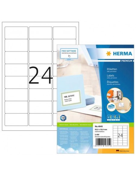 Etikete Herma Superprint Premium, 65.5x33.9 mm