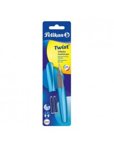 Nalivno pero Pelikan Twist + 2x črnilni vložki, Frosted Blue, na blistru