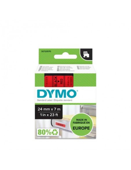 Dymo D1 trak SO720970 24mm, črna na rdeči