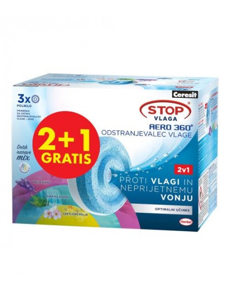 Odstranjevalec vlage Ceresit Stop AERO 360° narava, 2+1 tableta gratis 450g
