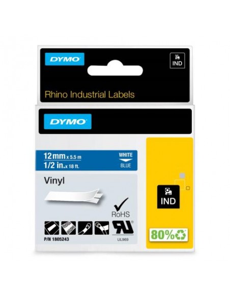 Dymo RHINO IND trak 12mm, bela na modri