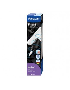 Nalivno pero Pelikan Twist P457 M, L+R, teksturiran, v kartonski škatli, bel