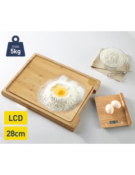 Deska za rezanje Platinet DOM-PL-PCBZB03 + lesena kuhinjska tehtnica