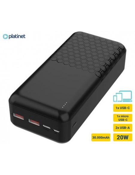 Prenosna baterija Platinet PMPB30OP19B, 30.000mAh