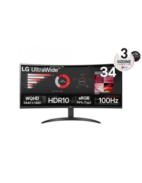 Monitor LG 34"/86cm 34WR50QK-B, 3440x1440, 100Hz, 300cd/m2, 3000:1, 5ms