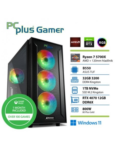 PC PCplus Gamer (147056) R7 5700X 32GB 1TB NVMe SSD GeForce RTX 4070 12GB RGB Windows 11 Home