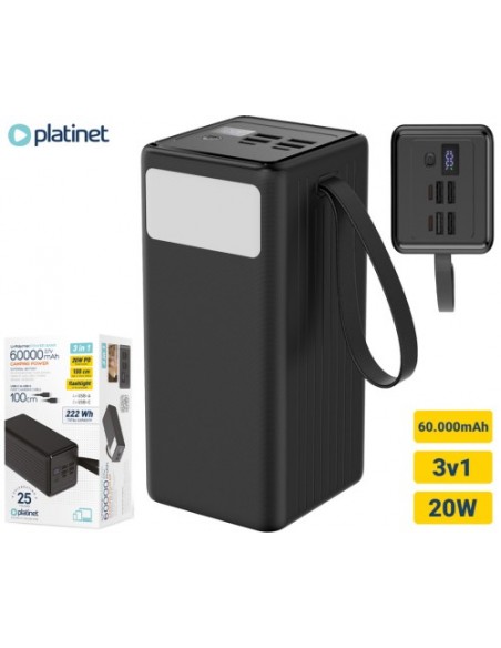 Prenosna baterija Platinet PMPB6020, 60.000mAh