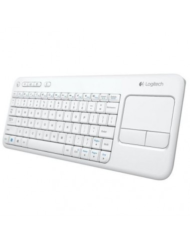 Tipkovnica Logitech K400 Plus Wireless Touch (920-007146), bela, USB, SLO gravura