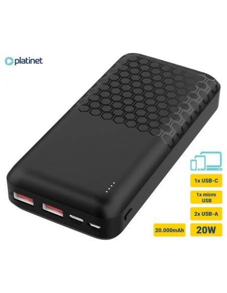 Prenosna baterija Platinet PMPB20OP18B, 20.000mAh