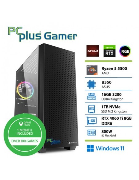 PC PCplus Gamer (147322) R5 5500 16GB 1TB NVMe SSD RTX 4060 Ti 8GB DDR6 RGB Windows 11