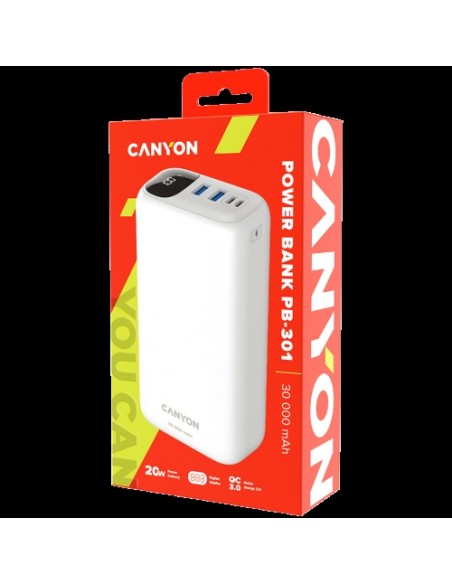 Prenosna baterija Canyon CNE-CPB301W, 30.000mAh