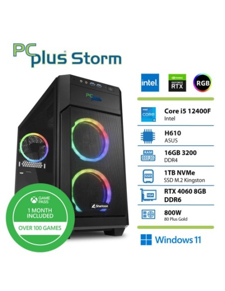 PC PCplus Storm (147408) i5-12400F 16GB 1TB NVMe SSD GeForce RTX 4060 DDR6 8GB Windows 11 Home