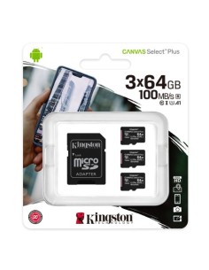 Spominska kartica Micro SDXC 3x64GB Kingston Canvas Select Plus (SDCS2/64GB-3P1A)