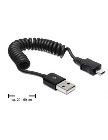 Kabel USB A-Micro B 0,6m M-M spirala, Delock 83162