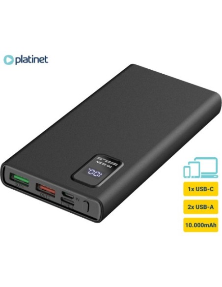 Prenosna baterija Platinet PMPB10WQC726B, 10.000mAh