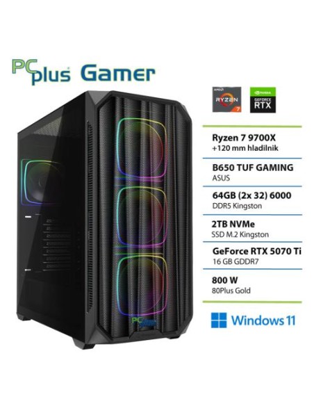 PC PCplus Gamer (148111) Ryzen 7 9700X 64GB 2TB SSD RTX 5070Ti W11H