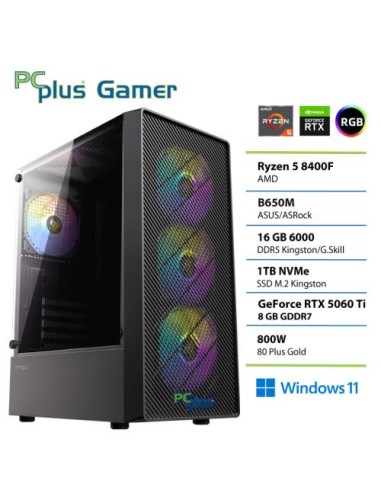 PC PCplus Gamer (148341) Ryzen 5 8400F 16GB 1TB SSD RTX 5060Ti W11H
