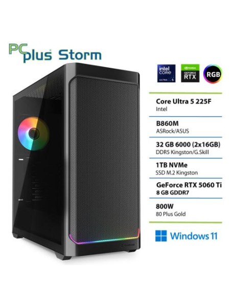 PC PCplus Storm (148449) Core Ultra 5 225F 32GB 1TB NVMe SSD RTX 5060Ti 8GB W11H
