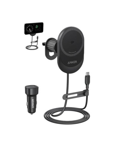 USB polnilec za avto Anker MagGo (B2932G11), brezžični z vgrajenim USB-C kablom, 15W