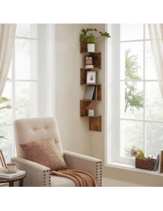 Polica Vasagle LBC20BX/LCB72BX,stenska kotna, rustikalno rjava