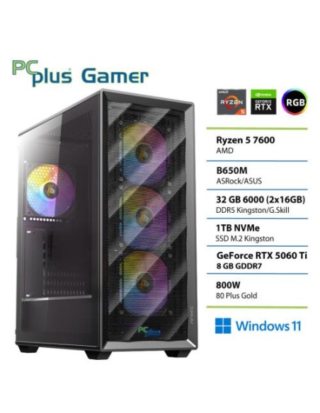 PC PCplus Gamer (148672) Ryzen 5 7600 32GB 1TB SSD RTX 5060Ti W11H