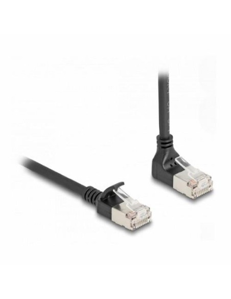 Priključni kabel SFTP C6a RJ45 2m, kotni, črn, Delock 80288