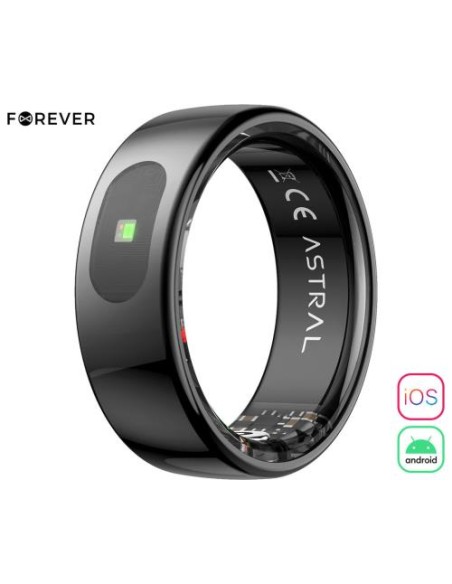Pametni prstan Forever Astral SR-100, velikost 11, črn (Carbon Black)