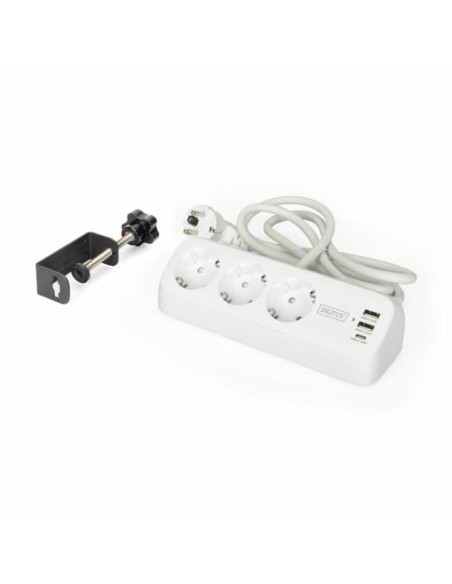 Razdelilnik 3 vtičnice 220V, 1.5m, 2xUSB-A, 1xUSB-C, Digitus DA-70626