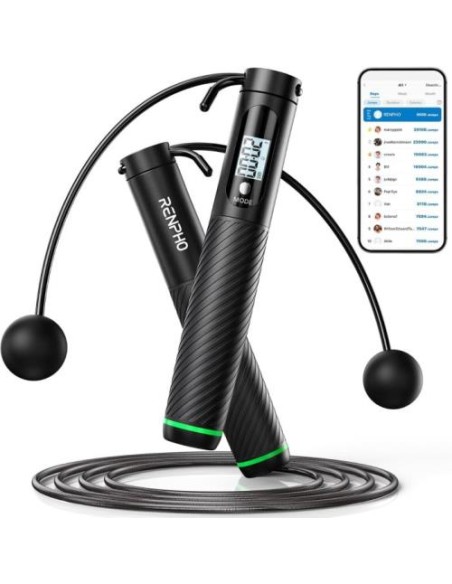 Preskakovalna vrvica z nasadkom Renpho Smart Jump Rope (PEU-Q008-BK)