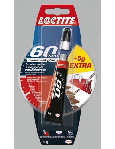 Univerzalno lepilo Loctite 60 sec, 15g + 5g na blistru