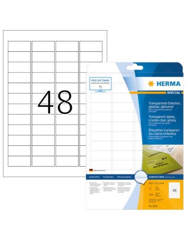 Etikete Herma Superprint Special, 45,7x21,2 mm, 25/1, prozorne