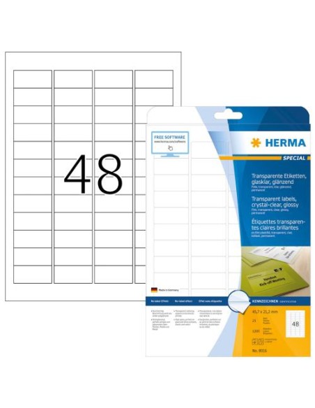 Etikete Herma Superprint Special, 45,7x21,2 mm, 25/1, prozorne