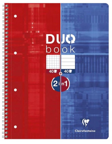Blok spiralni Clairefontaine Duobook, A4, črte/karo