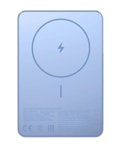 Prenosna baterija Xiaomi Super Slim Magnetic Power Bank 5000 Blue (173075), 5000mAh