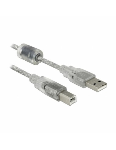 Kabel USB A-B  5m Delock dvojno oklopljen transparent s ferito