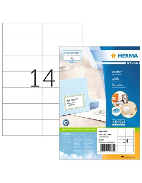 Etikete Herma Superprint Premium (HER4674), 105x42,3 mm, 100/1
