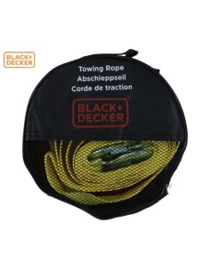 Vlečna vrv Black+Decker, 4m, do 2000kg, za vozila / avtomobile / tovornjake, standard AU187:2000, +torba, rumena, črna