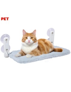 Mačja postelja Pet Comfort, prostorna velikost, močna pritrditev na okna / stene, mehka površina, 52x32x10cm, siva