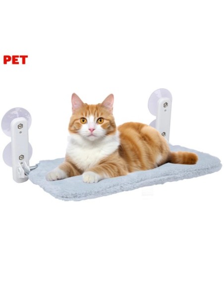 Mačja postelja Pet Comfort, prostorna velikost, močna pritrditev na okna / stene, mehka površina, 52x32x10cm, siva