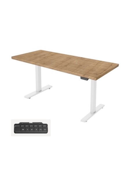 Miza dvižna UVI Desk LITE V2 dvižna miza - Chalet Oak in bel okvir (UVIDBLTV2CHW)