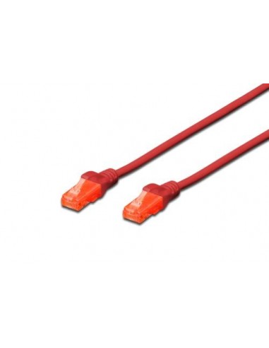 UTP priključni kabel C6 RJ45 0,5m, rdeč, Digitus DK-1617-005/R